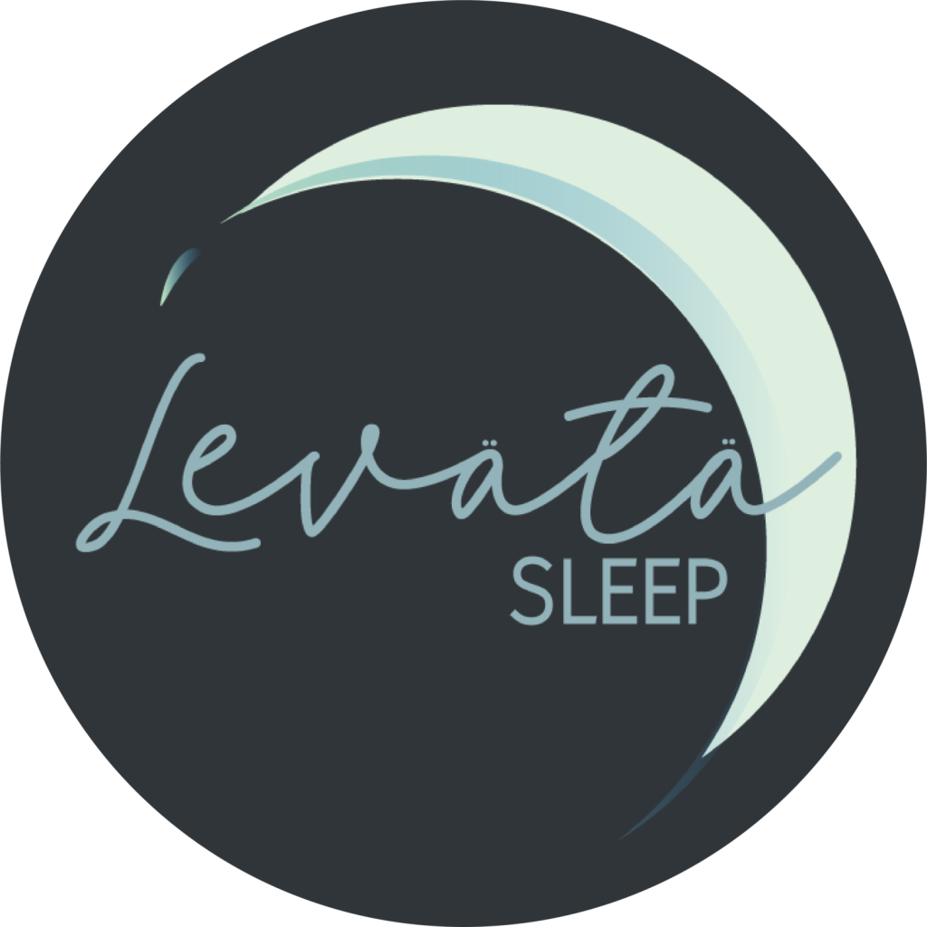A black circle with the words " levata sleep ".